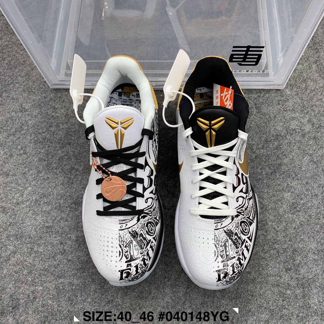 2020 Men Nike Kobe Bryant V BHM Black Gold White Shoes